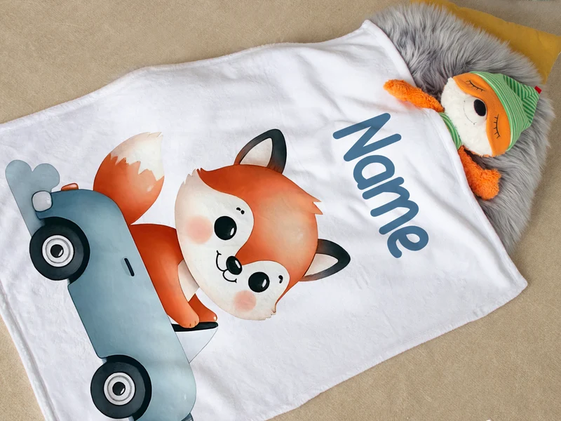 Babydecke Fuchs im Auto