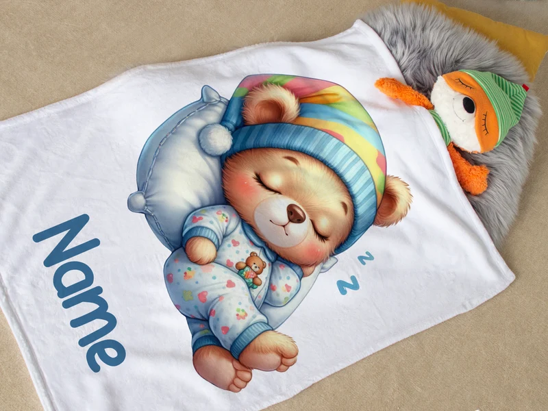Babydecke mit süßem Bärenmotiv