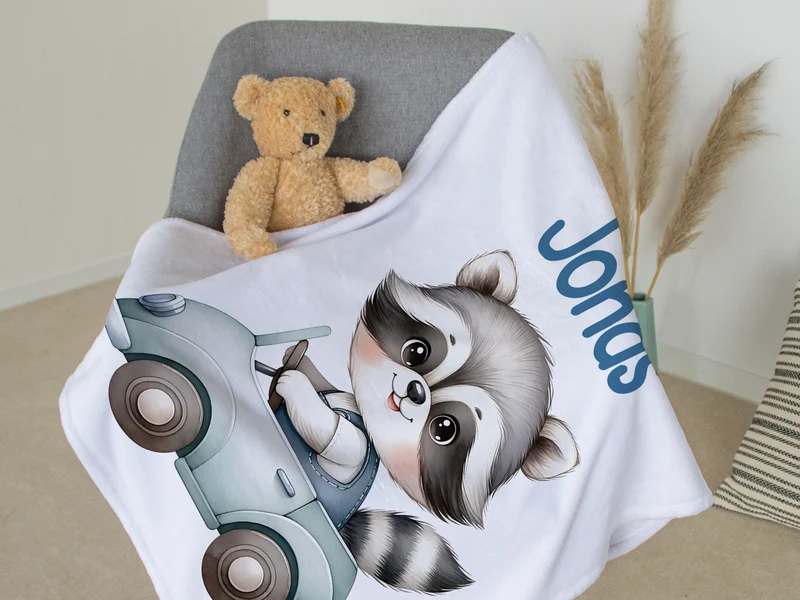 Babydecke mit Waschbär