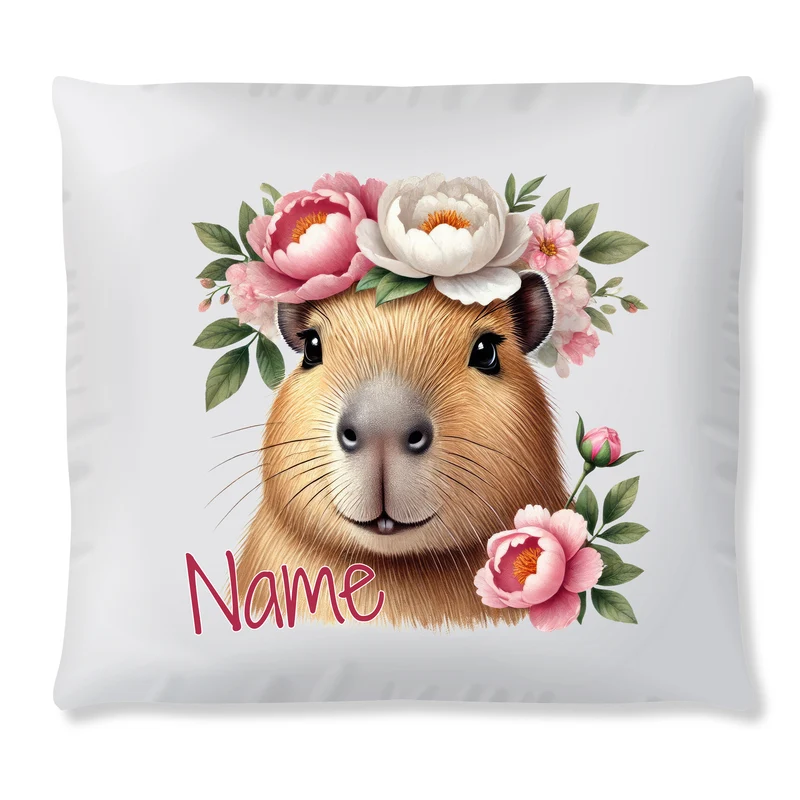 Kissen Capybara mit Blumenkranz