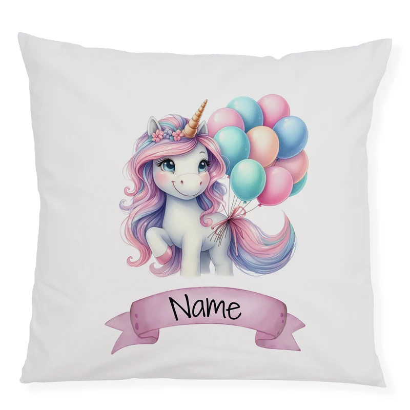 Kissenbezug Einhorn mit Ballons
