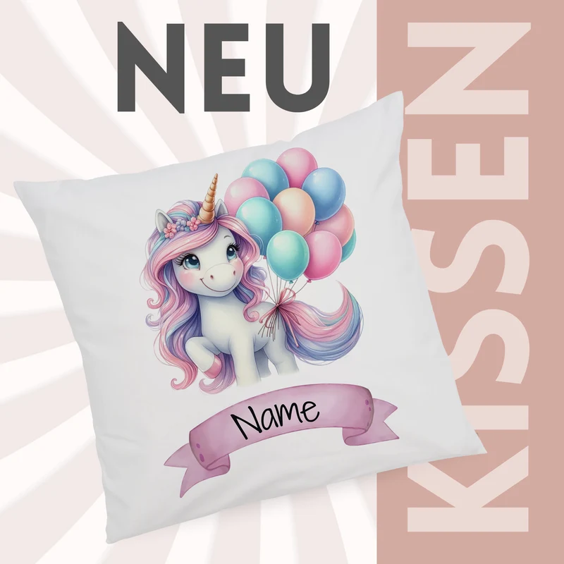 Kissenbezug Einhorn mit Ballons