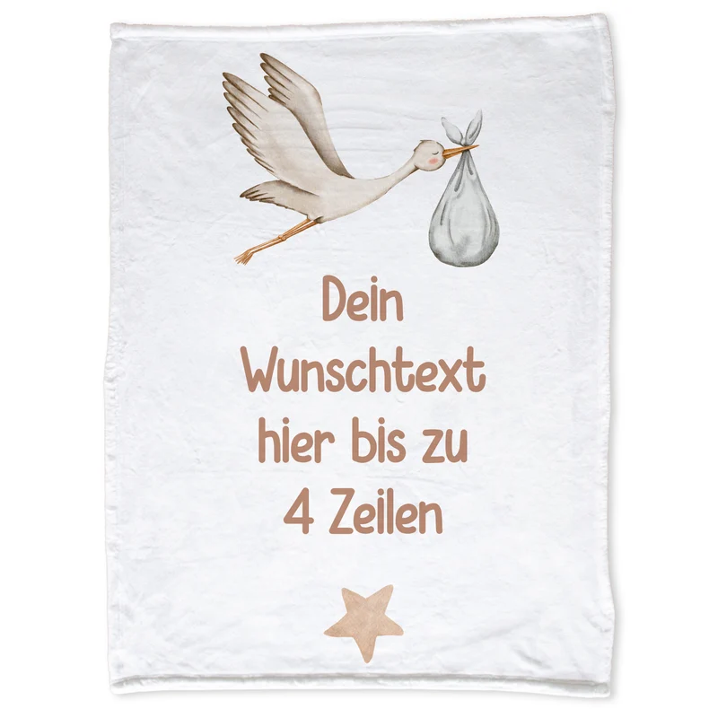 Babydecke mit Storch - Willkommen, kleines Wunder!