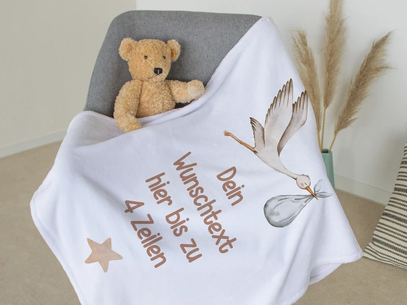 Babydecke mit Storch - Willkommen, kleines Wunder!
