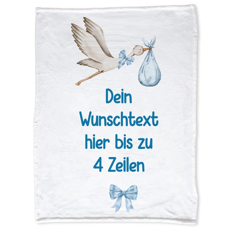 Babydecke mit Storch - Ein kuscheliger Empfang fürs Neugeborene