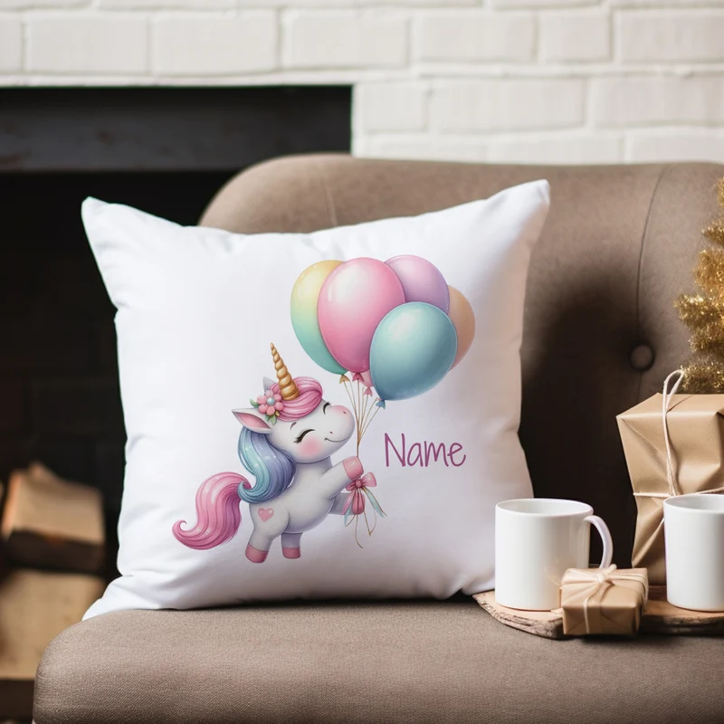 Kissenbezug Einhorn mit Ballons