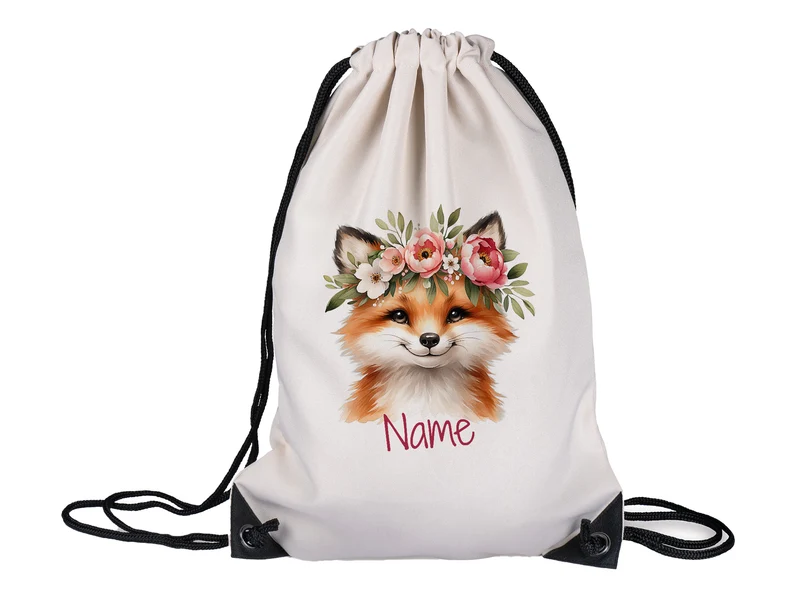 Turnbeutel Fuchs mit Blumen