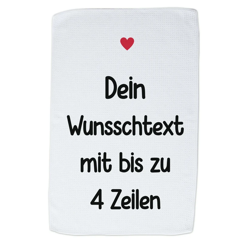 Geschirrtuch mit Wunschtext & Herz