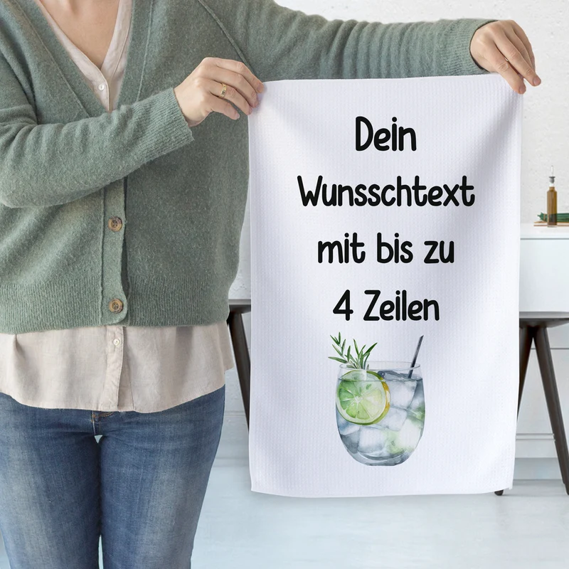 Geschirrtuch Gin Tonic mit Wunschtext bis 4 Zeilen