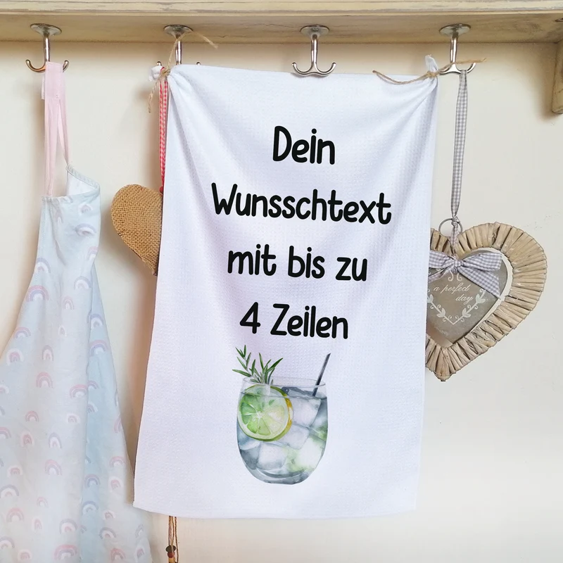 Geschirrtuch Gin Tonic mit Wunschtext bis 4 Zeilen