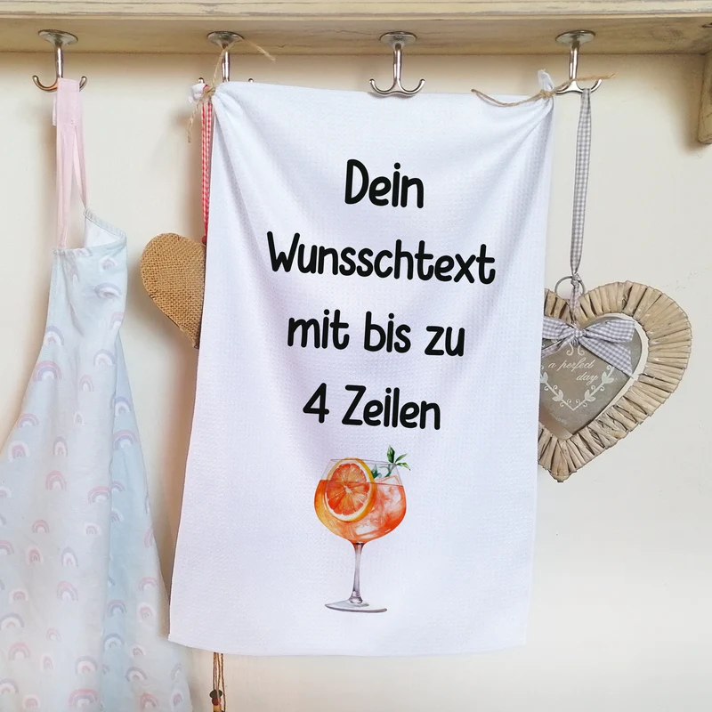 Geschirrtuch Cocktail - Wunschtext bis zu 4 Zeilen