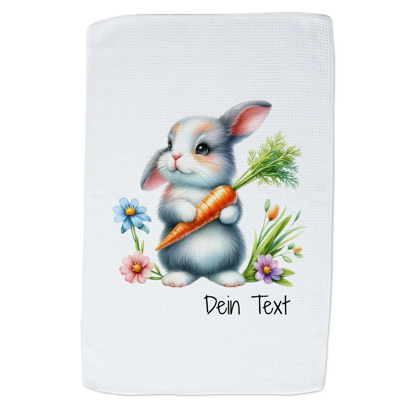 Geschirrtuch Hase mit Karotte zur Ostern