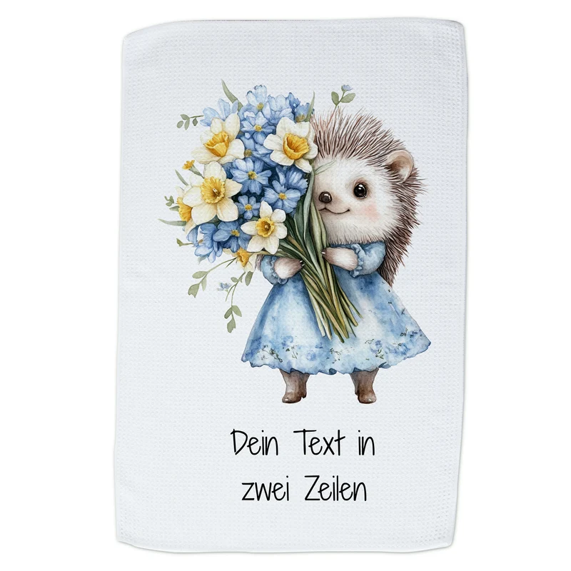Geschirrtuch Igel mit Blumen
