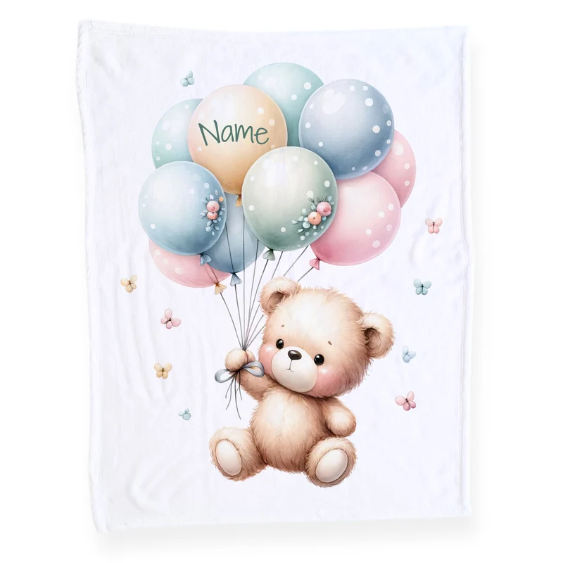 Babydecke Bär mit Ballons