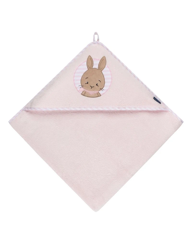 Kapuzenhandtuch 100x100, Luxus Baumwolle, HASE, rosa