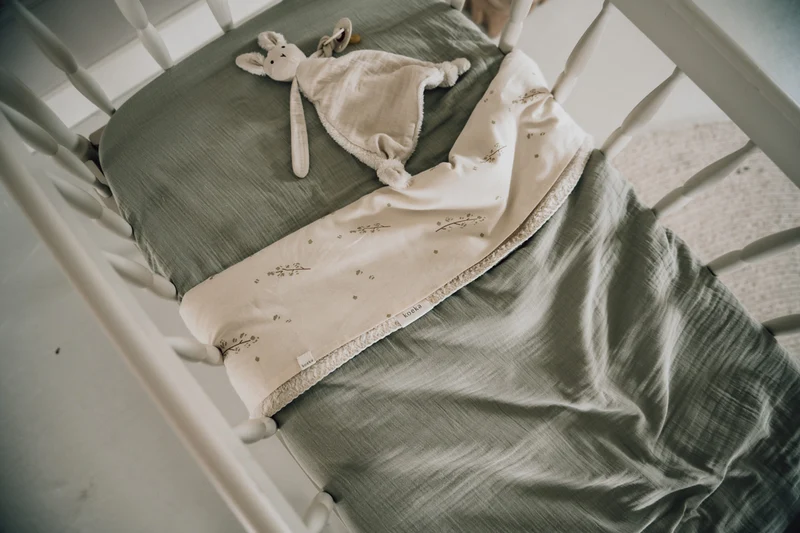 Bassinet blanket teddy Faro sage