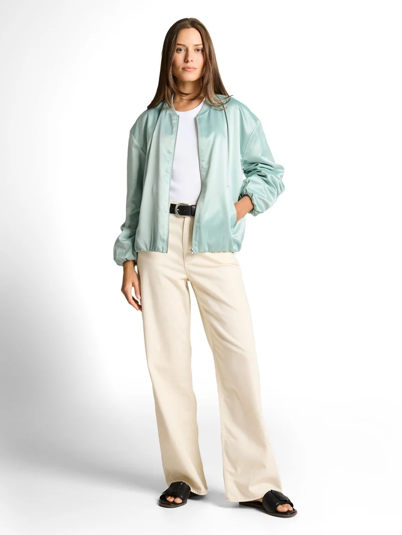 Satin Blouson Jacke mit Bomberkragen