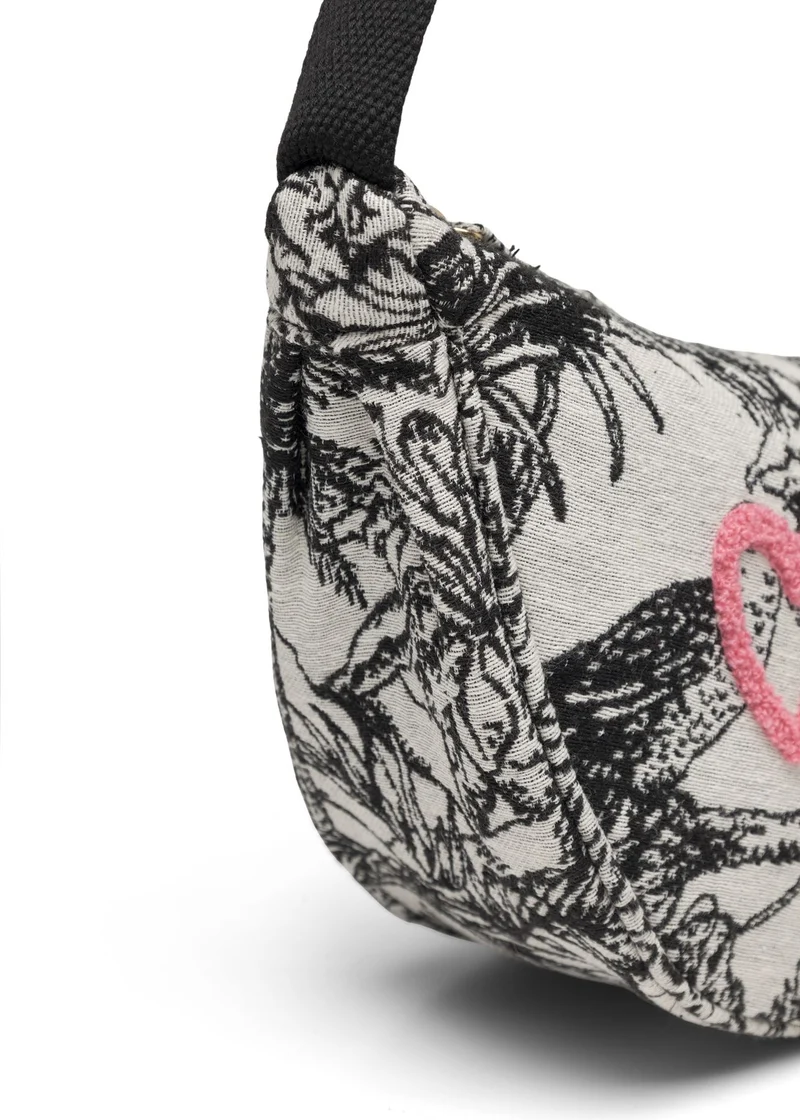 Umhängetasche mit Dschungel-Print und OMG-Stickerei