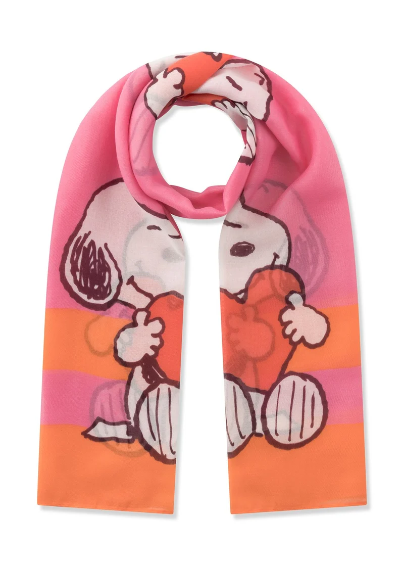 Peanuts Schal aus recyceltem Polyester mit Snoopy-Motiven