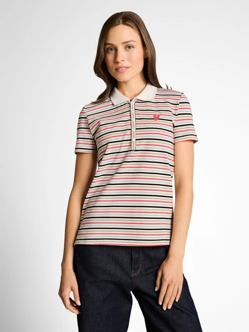 Piqué Poloshirt mit Streifenmuster
