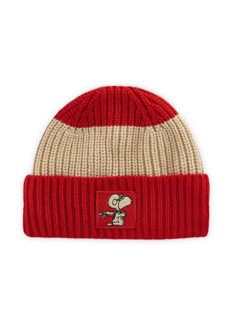 Peanuts? Strickmütze aus weicher Wollmischung mit Snoopy-Patch