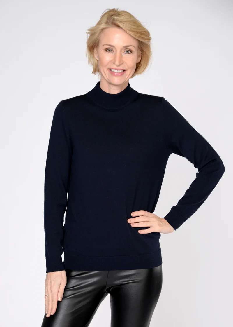 Stehbund-Pullover, 1/1 Arm,uni