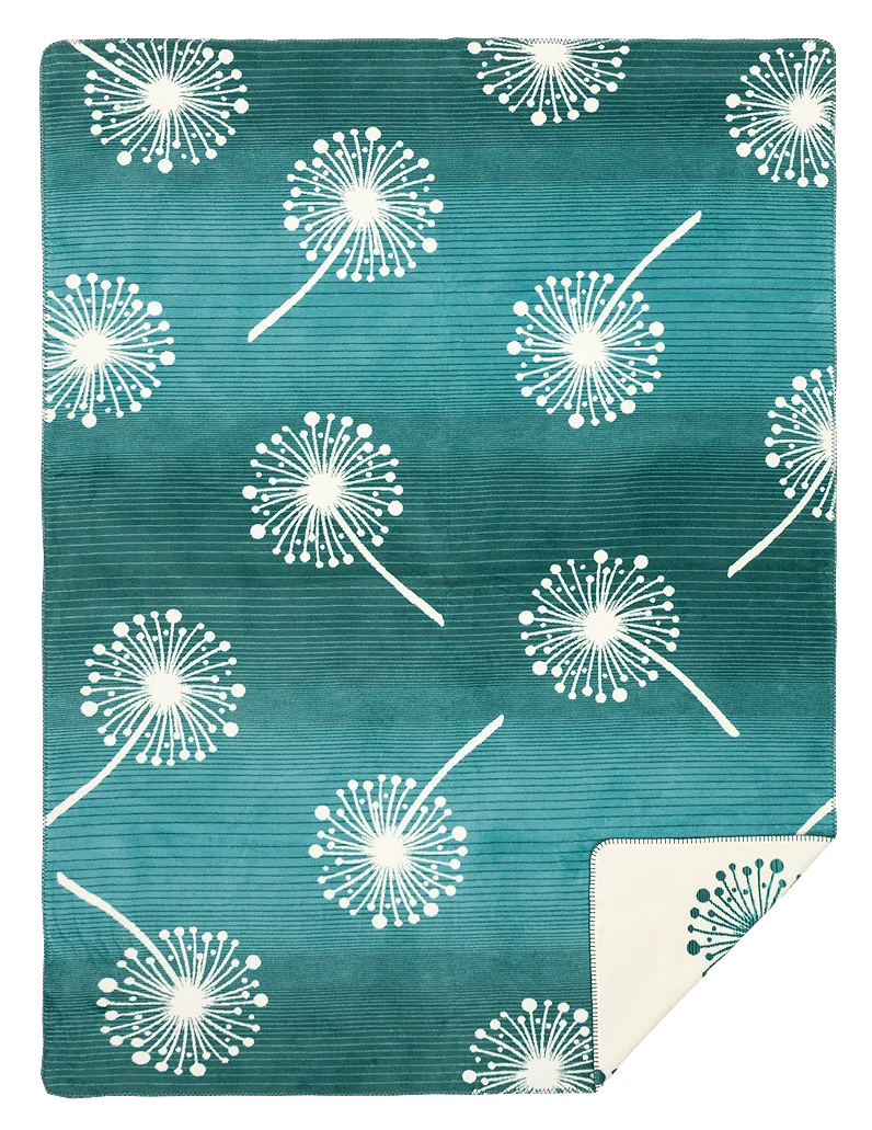 Pusteblume Kuscheldecke Petrol – Bio-Baumwolldecke 150 × 200 cm | Richter