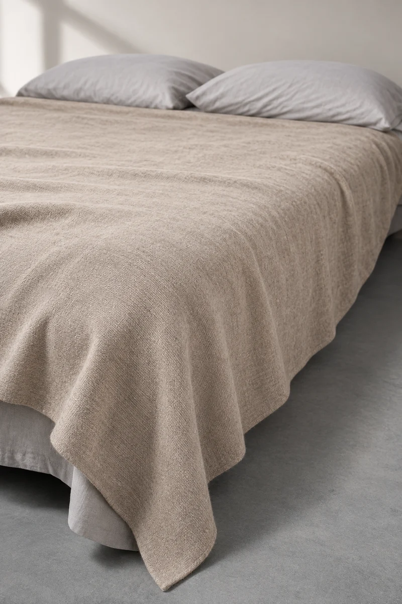 Eco Cashmere Bedspread in Sand Brown