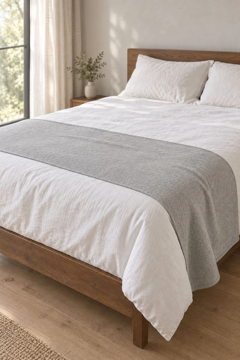 Eco Cashmere Bed Runner in Light Grey