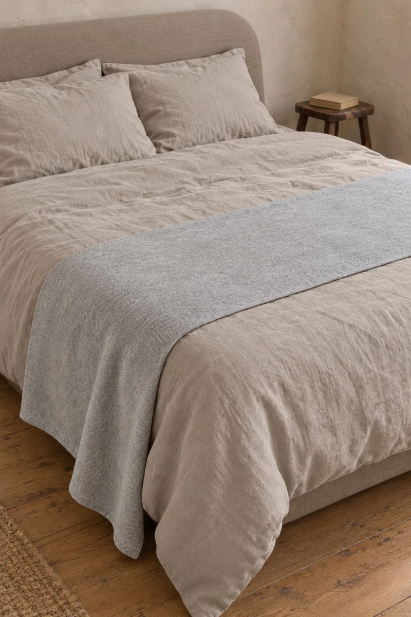Eco Cashmere Bed Runner in Light Grey