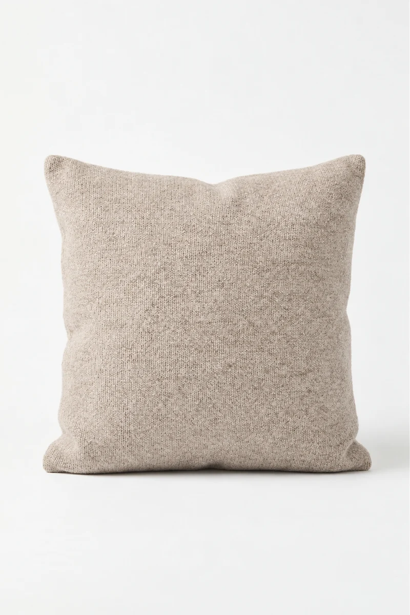 Eco Cashmere Cushion in Sand Brown
