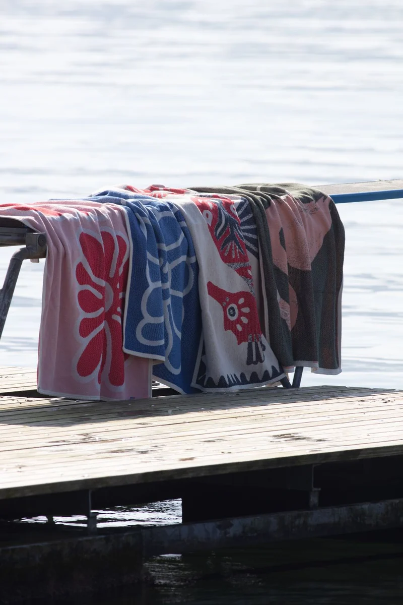 Cotton Beach Towel & Mini Blanket “Flamingo” by Michele Rondelli