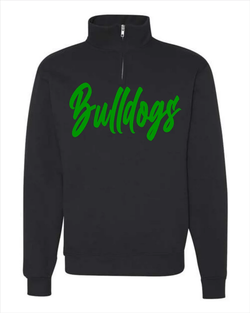 Bulldogs (cursive puff) 1/4 Zip Pullover