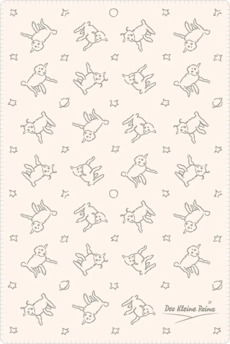 Der Kleine Prinz Schafe Kinderdecke Grau/Natur – Bio-Baumwolldecke 100 × 150 cm | Kolter