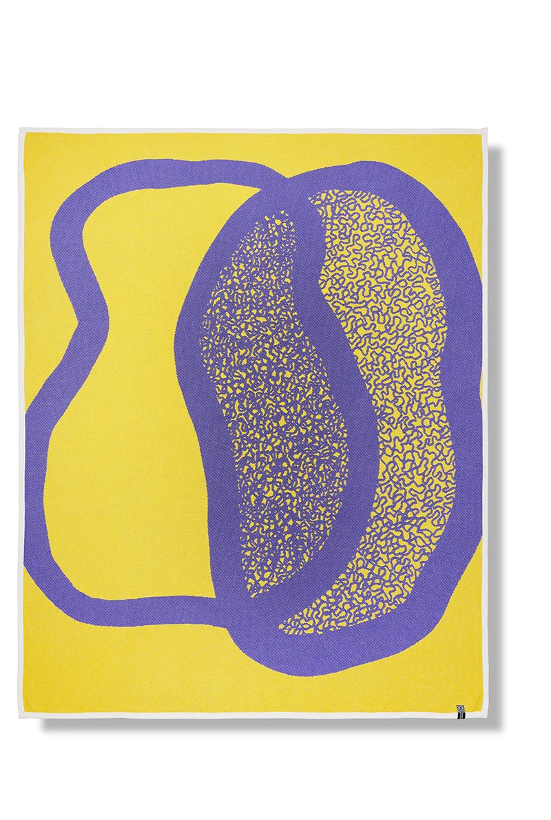 Cotton Blanket “Merging Islands” in Yellow by Roland Schär