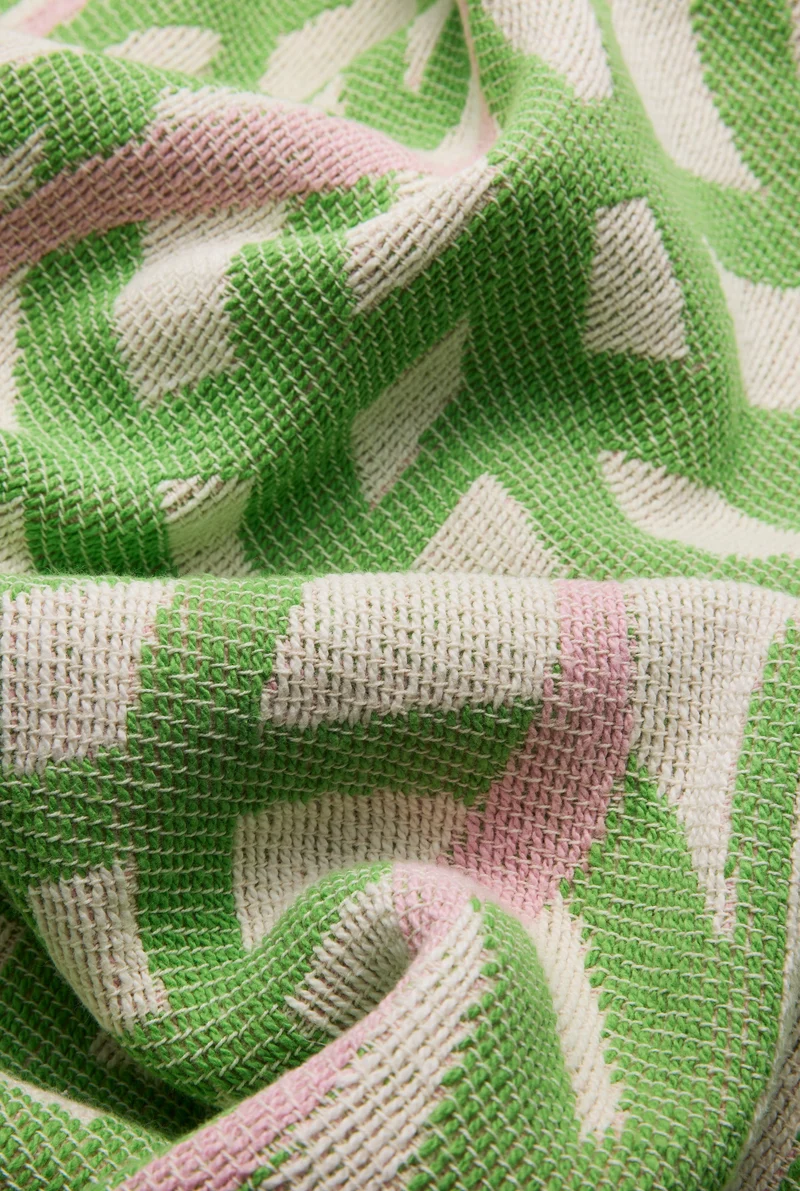 Cotton Blanket “Simple Distortion” in Green by Francesca Franceschi