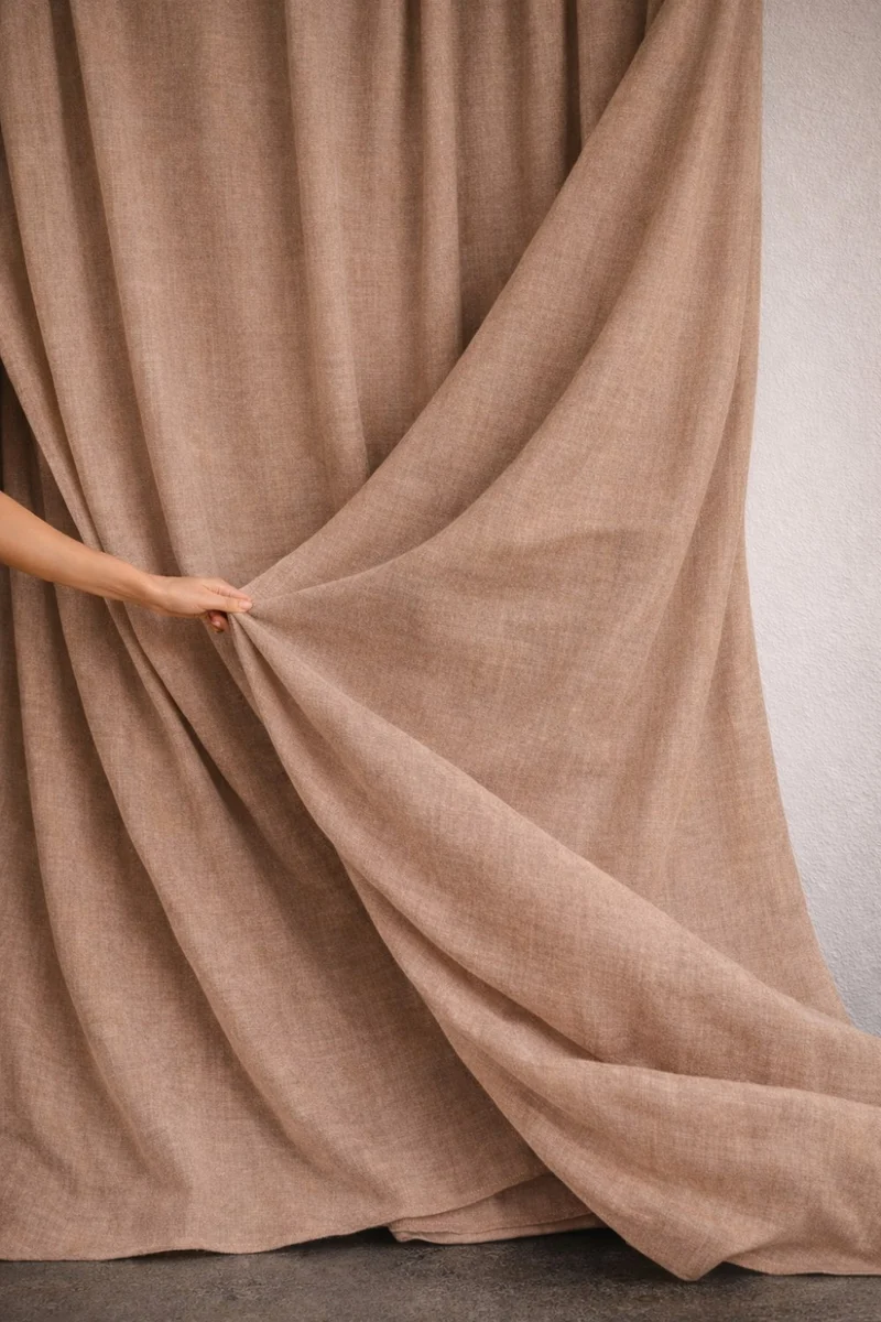 Wool & Linen Curtains "Lana Lino" in Light Brown Color
