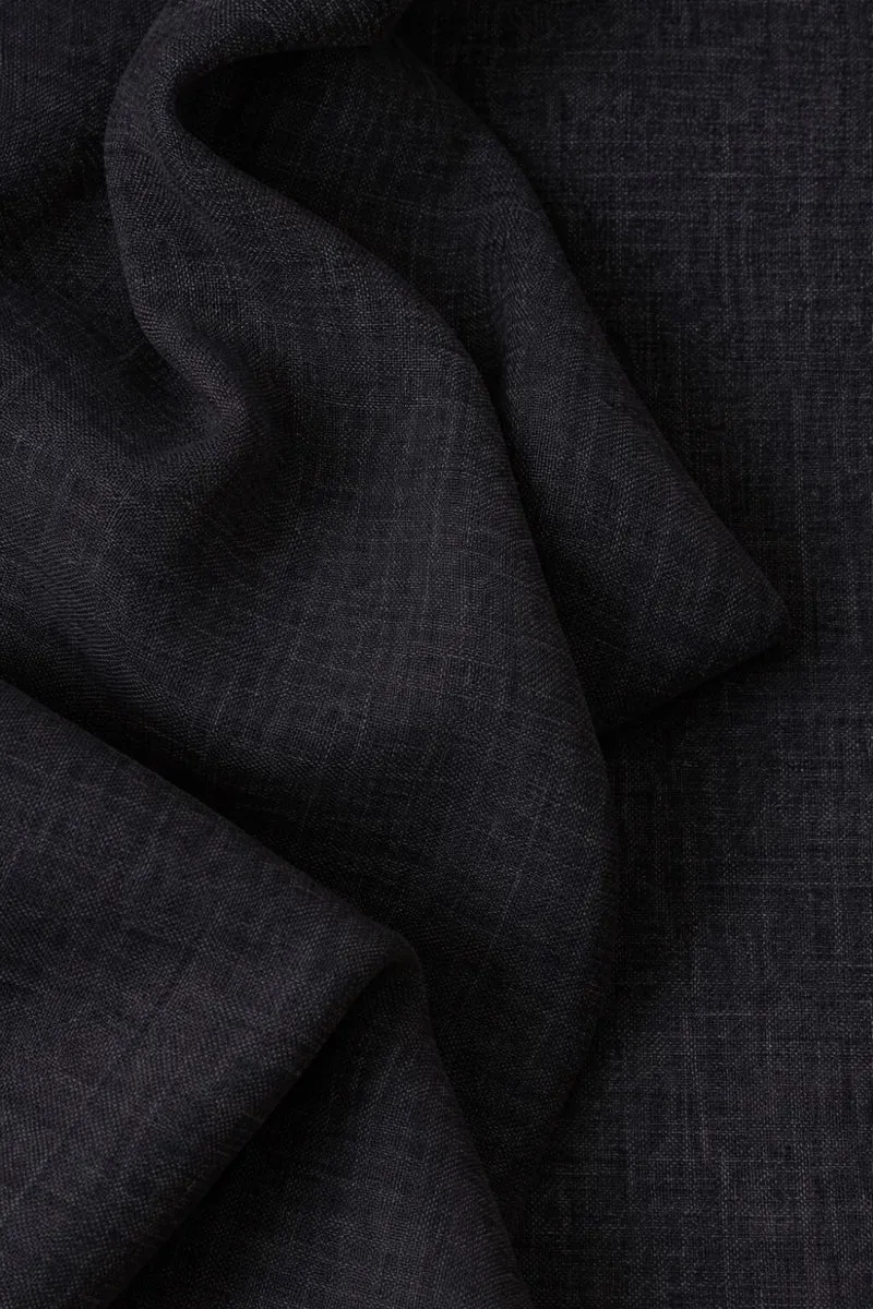 Wool & Linen Curtains "Lana Lino" in Black Color