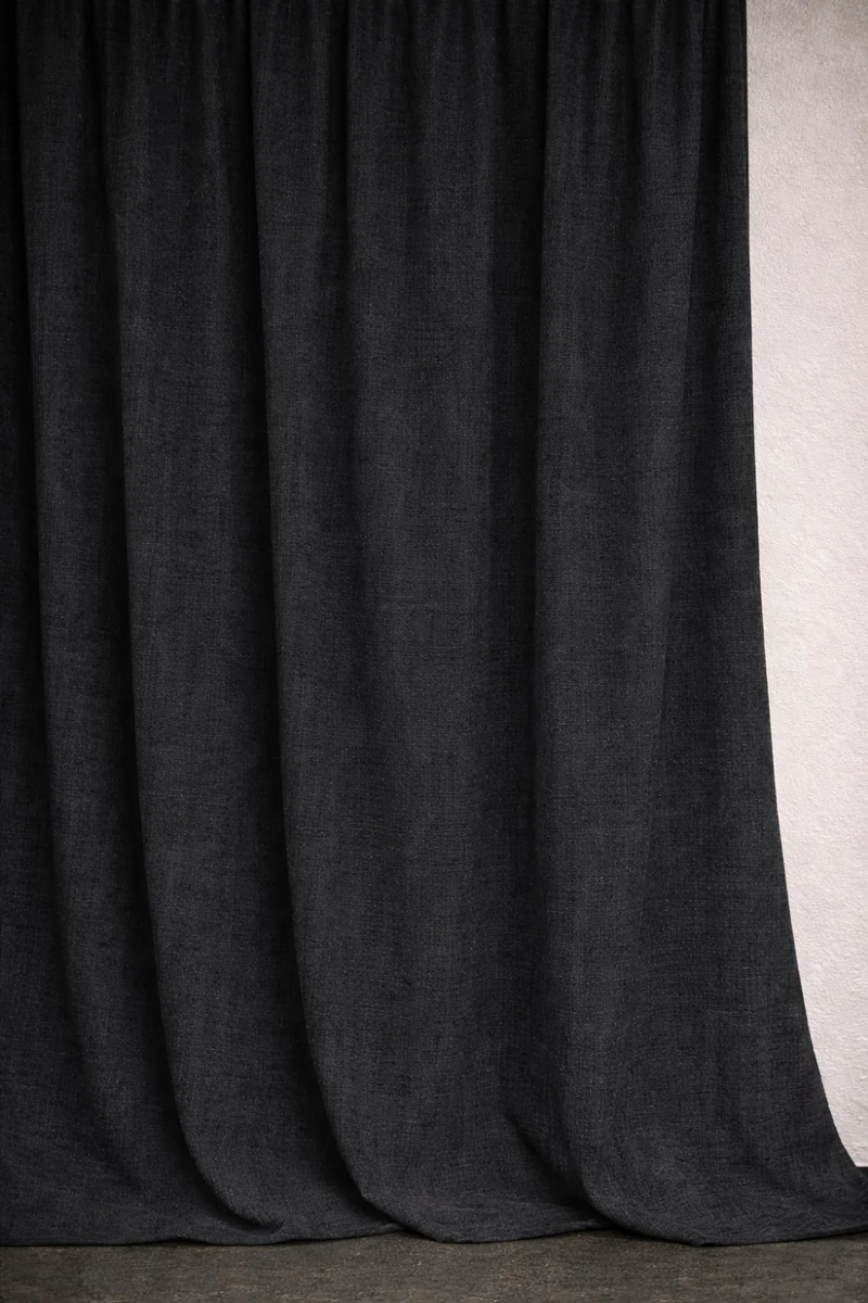 Wool & Linen Curtains "Lana Lino" in Black Color