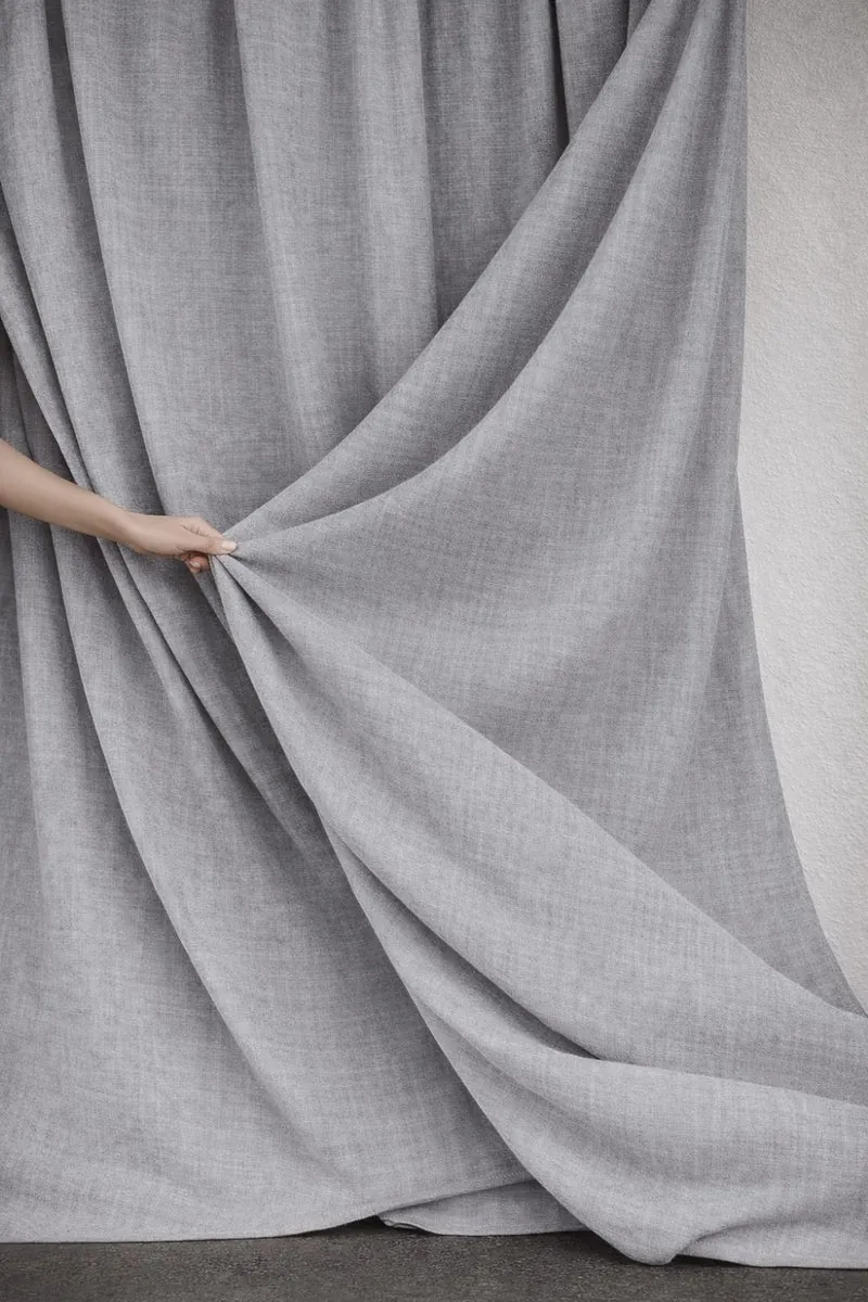 Wool & Linen Curtains "Lana Lino" in Grey Color