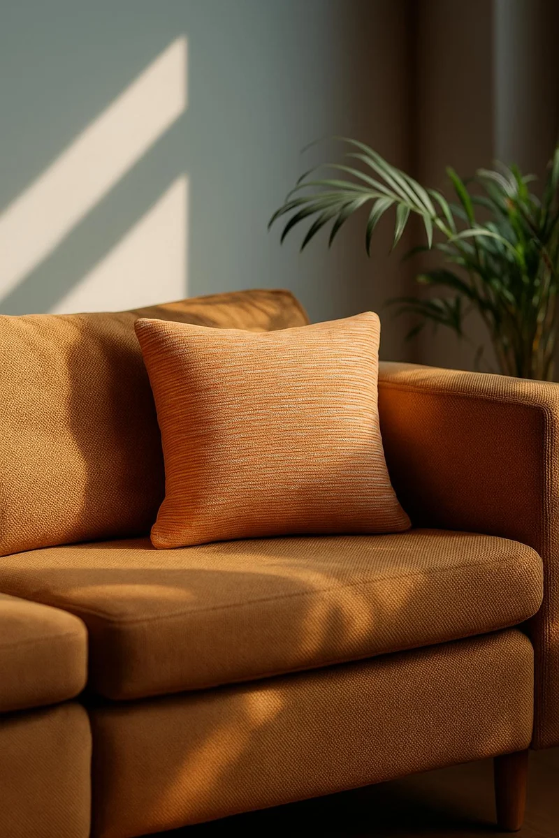 Chenille Cushion "Fossil" - Burnt Orange