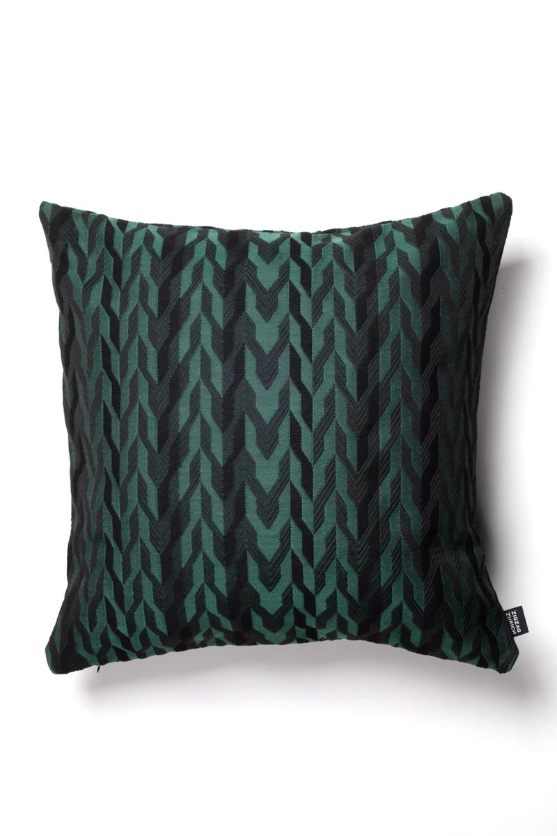 Two Tone Cushion "Zigzagino" - Emerald