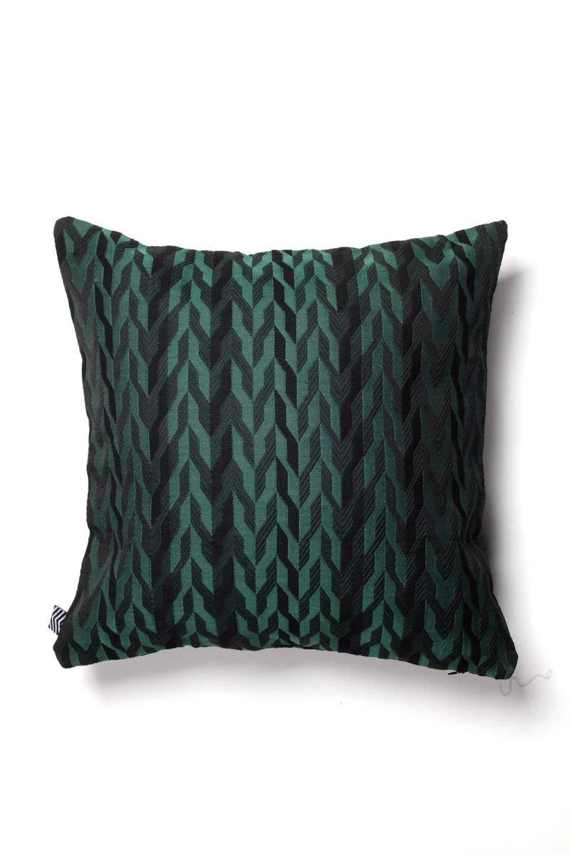 Two Tone Cushion "Zigzagino" - Emerald