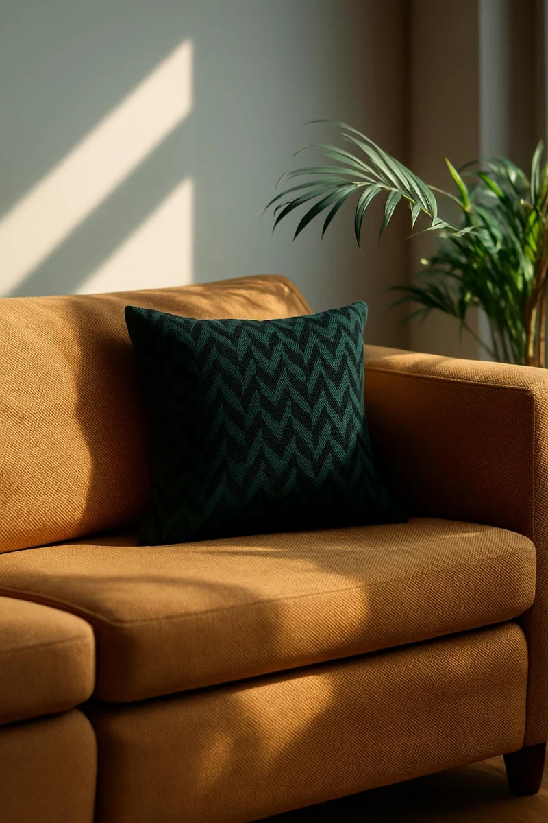 Two Tone Cushion "Zigzagino" - Emerald