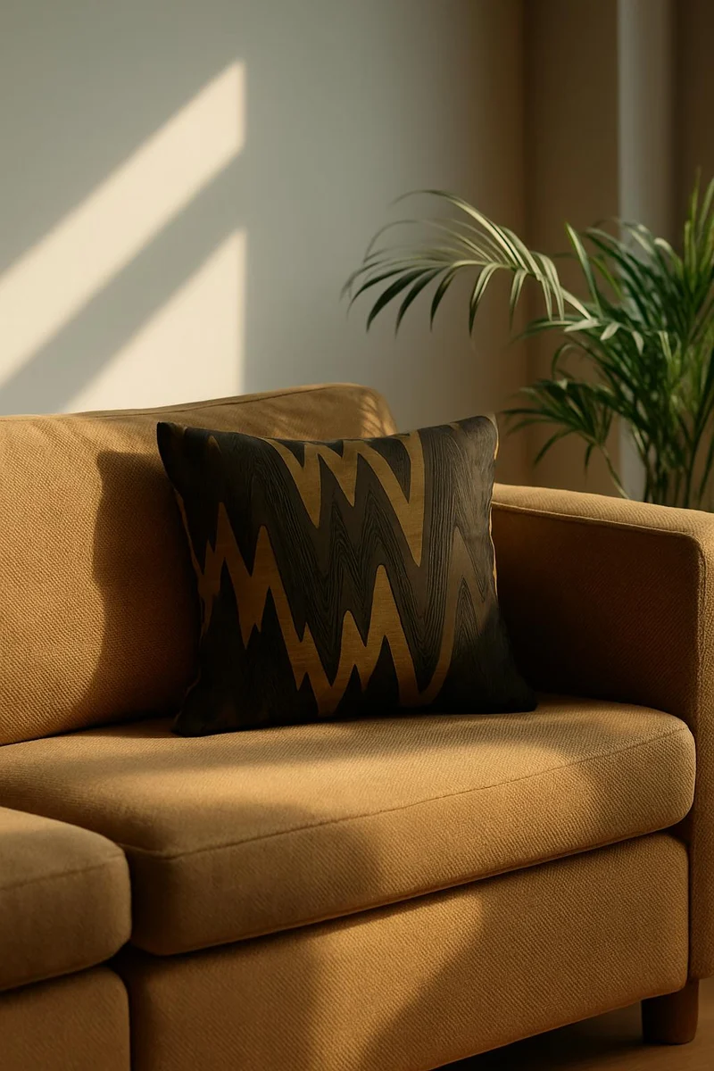 Two Tone Cushion "Zigzagone" - Gold