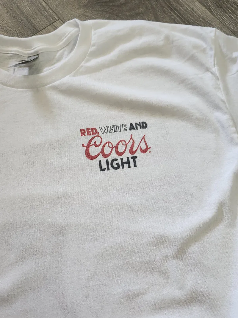 Red, White, and Coors Light Graphic T-Shirt (White)