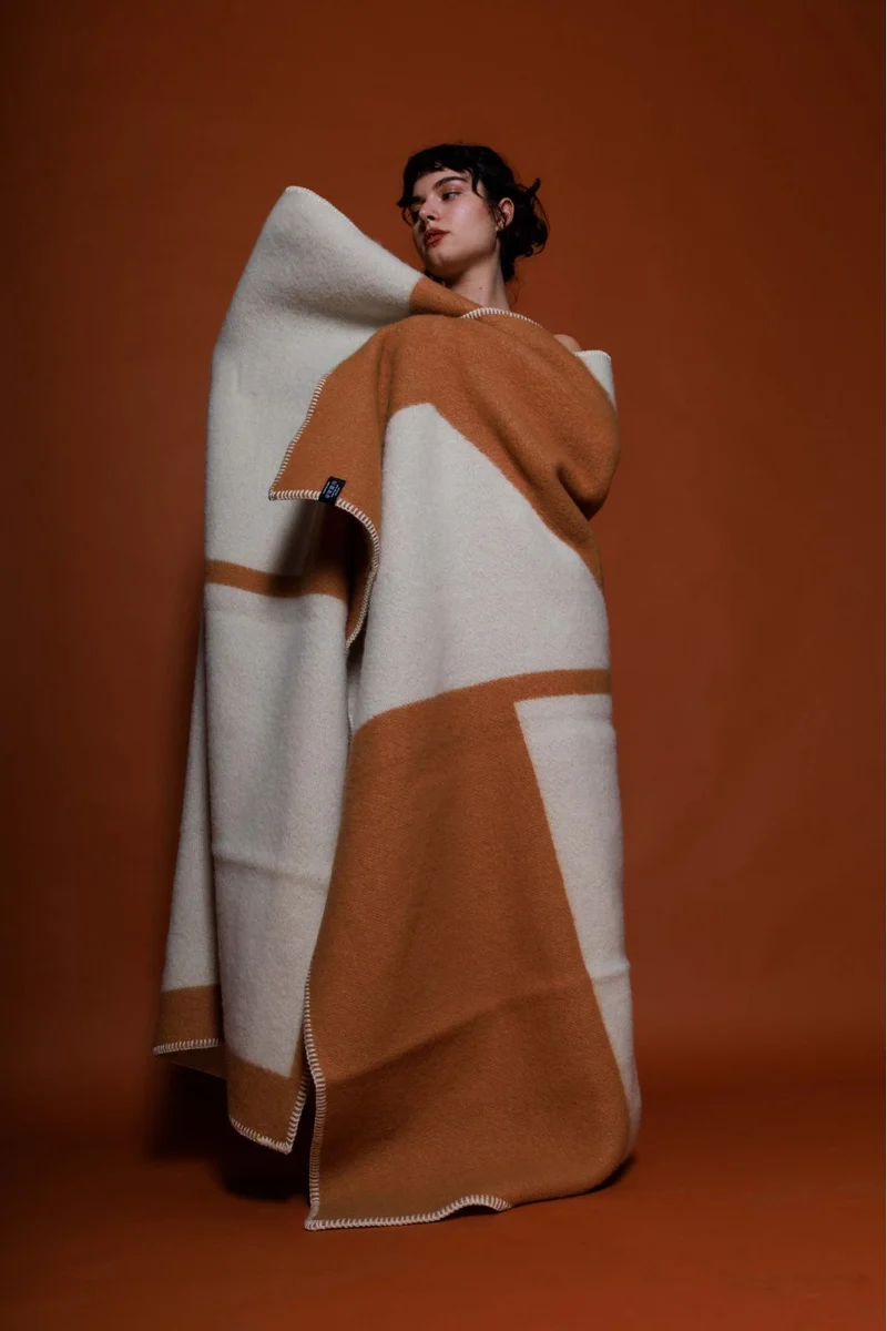 Wool Blanket "Cut-Up Orange" by Ulla Pedersen