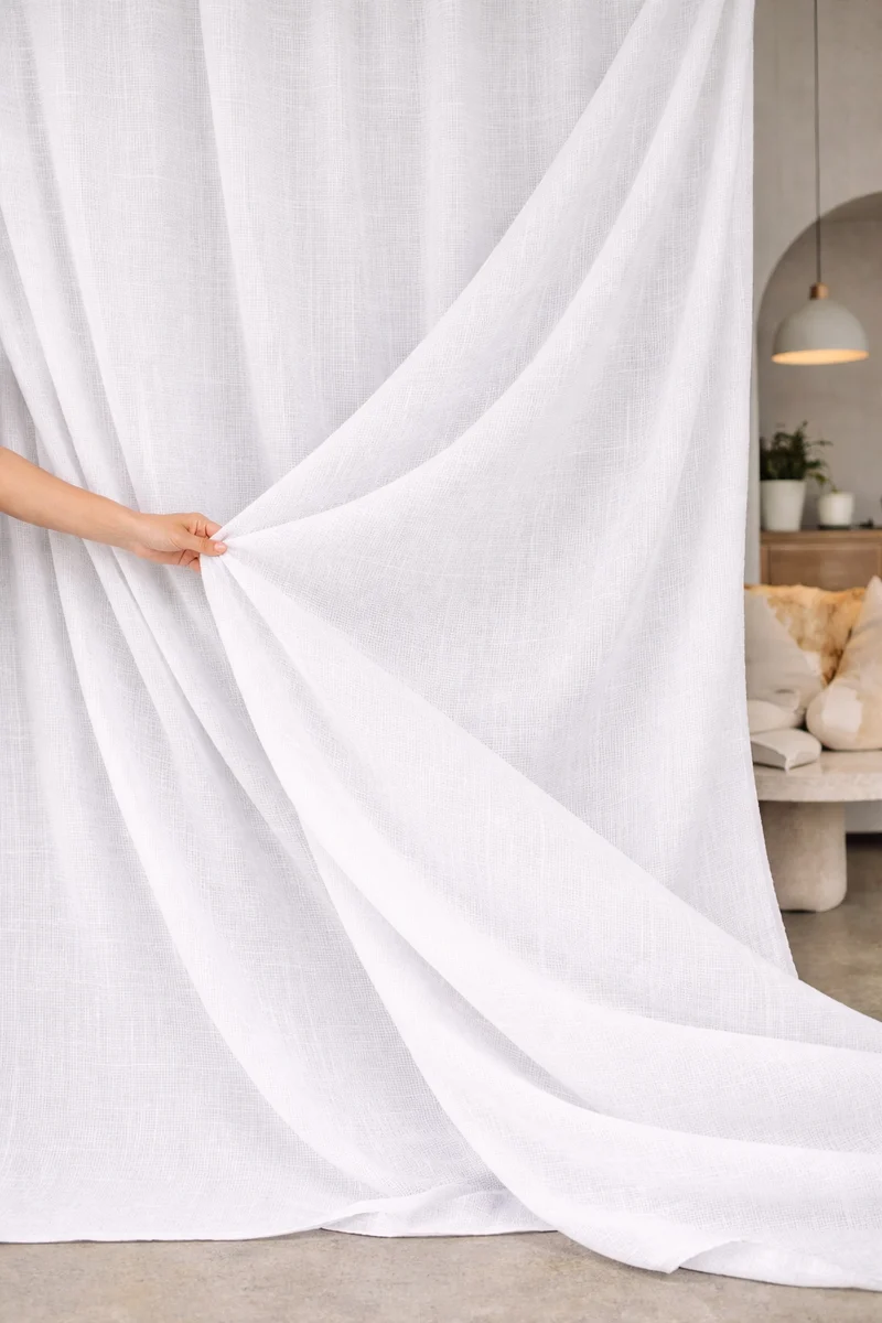 Wool & Linen Curtains "Lana Calma" in Natural White Color