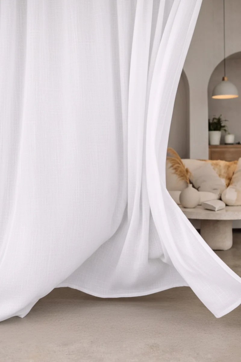 Wool & Linen Curtains "Lana Calma" in Natural White Color