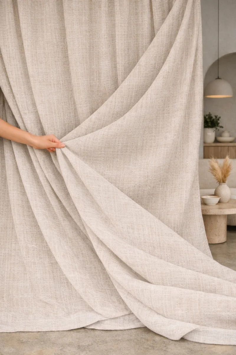 Wool & Linen Curtains "Lana Calma" in Sand Color